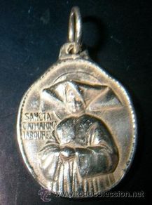 Antiguidades: medalla santa catalina laboure en plata de ley -18x24mm